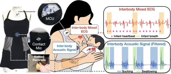 Mammal breastfeeding monitoring computational garment